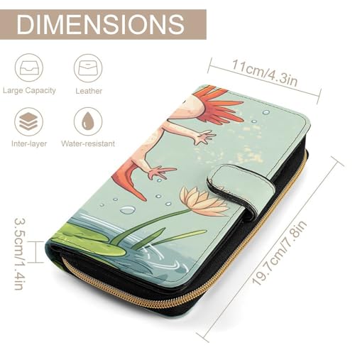 Axolotl Jumping over Lily Pads Long Wallet for Women Men Purses Coin Pouch Credit Card Holder Organizer2