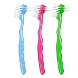 Visxcnu 3 Stück Premium harte Zahnersatzbürste, Zahnersatzreinigungsbürste, tragbare Zahnersatz, mehrschichtige Borsten für Zahnersatzpflege doppelseitige Bürste