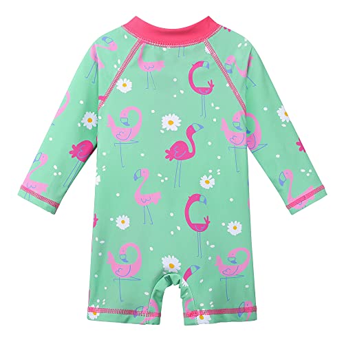 Image of HUAANIUE Toddler Girl Swimsuit Long Sleeve UPF50+ Sun Protection