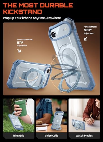 Image of SUPCASE for iPhone Air Case with Stand & Camera Control Button, Arctic | Compatible with MagSafe, Military-Grade Drop Protection, Anti-Slip Grip, Heavy Duty Magnetic Phone Case, Unicorn Beetle Grip