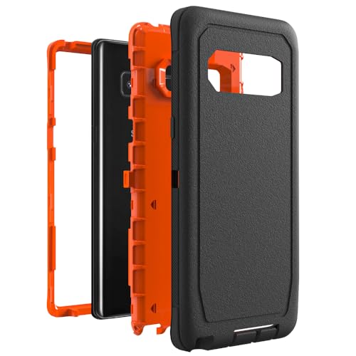 Image of Case for Galaxy Note 8, Heavy-Duty Tough Rugged Shockproof Drop Protective Cover Cases for Samsung Galaxy Note 8, Black+Orange