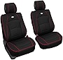 FH Group Car Seat Covers Front Set Black Red Trim Faux Leather Seat Cushions - Car Seat Covers for Low Back Seat, Universal Fit, Automotive Seat Covers, Airbag Compatible Car Seat Cover for SUV, Sedan