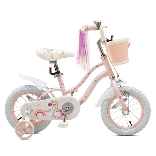 Image of Princess Style Girls Bike with Basket for 2-13 Years Old Kids and Toddlers, 12 14 16 18 Inch Bicycle for Children with Training Wheels and Streamers, 20 Inch with Kickstand, Multiple Colors
