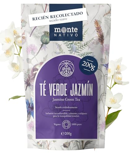 Jasmintee Monte Nativo (200 g) - Té Verde de Jazmín Secado Suavemente - 100% Puro y Natural - Para Cualquier Momento o Como Regalo
