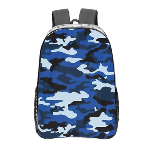 Sac à dos transparent bleu camouflage parfait pour les stades et festivals de plein air