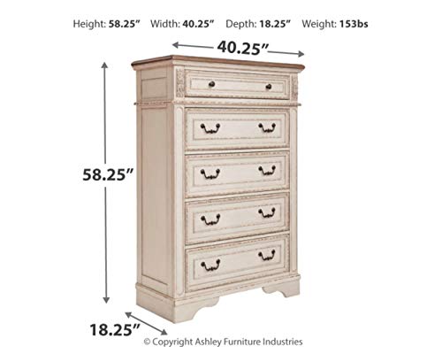 Signature-Design-by-Ashley-Realyn-French-Country-Two-Tone-5-Drawer-Chest-of-Drawers-Chipped-White Signature Design by Ashley Realyn French Country Two Tone 5 Drawer Chest of Drawers Chipped White