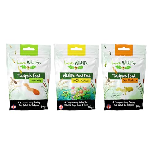 Love Wildlife Tadpole Food Triple Pack (Hatchling Six Week + & Wildlife Pond Food 80g) | Frogs Toads Newts
