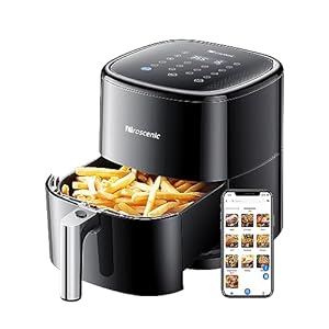 Proscenic T22 Non-Stick Digital Smart LED Touch Screen Air Fryer with 13 Presets & Shake Reminder, Low-Noise Oil Free Air Fryer 5 Liter, Compatible with APP & Alexa, 1500W [Energy Class A+++](Black)