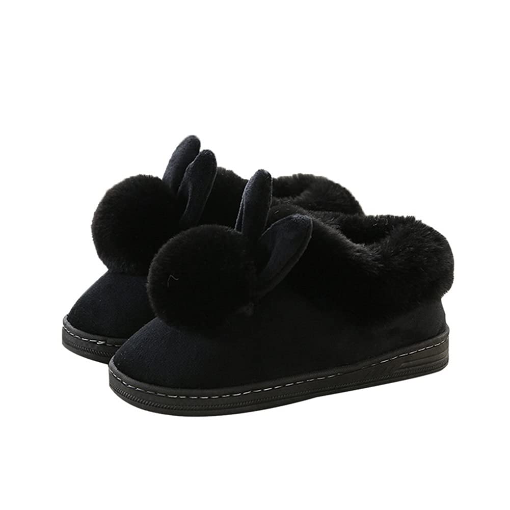 Bawełniane kapcie Jesień zima bawełniane kapcie dla hom królika do ucho domowe kapcie kryty zimowe ciepłe buty damskie ładny plus pluszowy kapcie (Color : Military green, Shoe Size : 36-37)