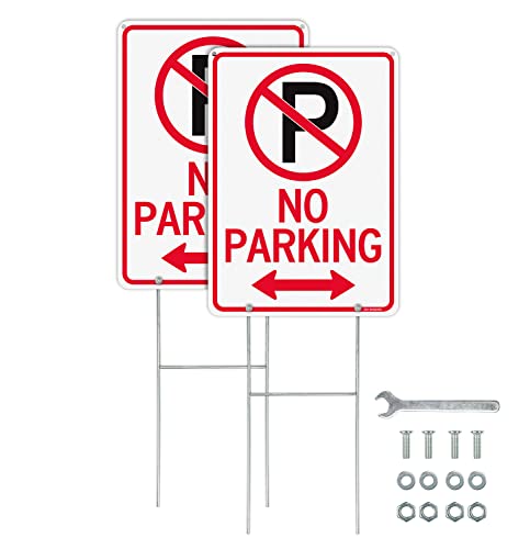 T&R No Parking Sign with H Stake for Outside,2 Pack,14
