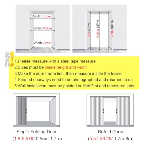 Magnetic Folding Door with Handles & Acrylic Glass, Room Divider Sliding Door for Cloakroom Kitchen, Customizable Color/Size Bi-fold Doors for Large Small Spaces(2.3x7.5ft/70x228cm)