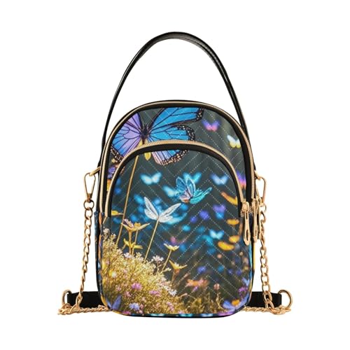 Womens Shoulder Handbags Tote Bag Quilted Purses for Spring Butterfly Design with Chain for Travel Office,Multi12