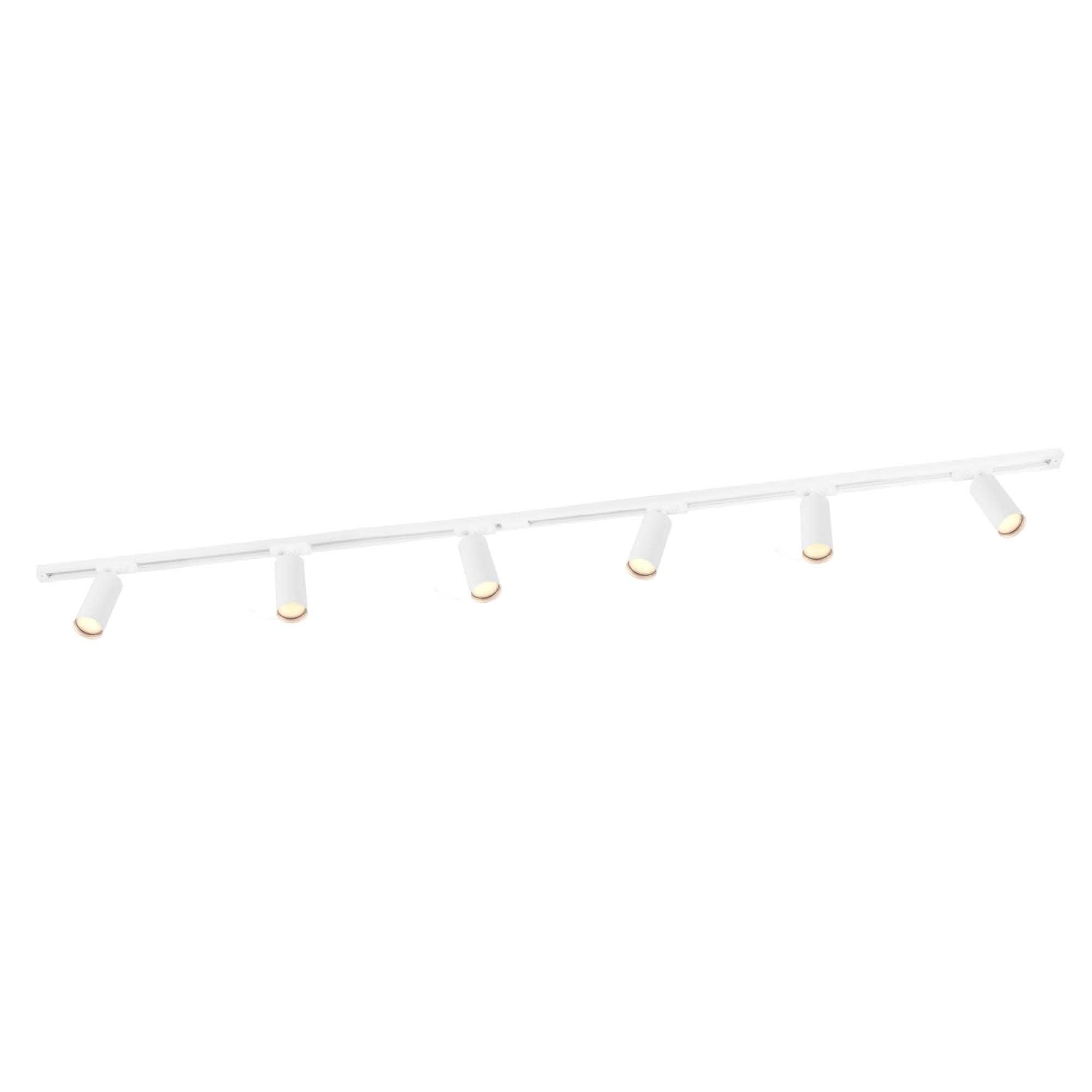 Ledvion Sistema di Binario 2m Monofase Bianco 6 faretti bianco caldo