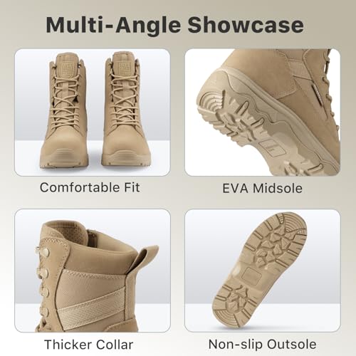 Image of FREE SOLDIER Women's Tactical Boots 8 Inches Lightweight Combat Boot Durable Military Work Outdoors Boots Desert Boot for Women