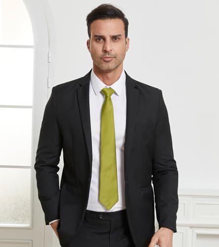 Image of DecTwig Men's Ties Solid Color Formal Neckties 3.15 inch (8CM) Black Ties For Men