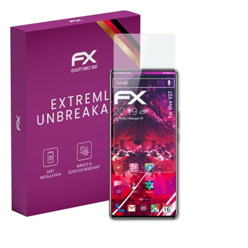 atFoliX Lámina Protectora de plástico Cristal compatible con Vivo V27 Película Vidrio, 9H Hybrid-Glass FX Protector Pantalla Vidrio templado de plástico