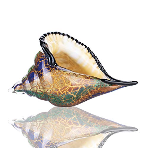 QFkris Glass Conch, Hand Blown Seashell Art Glass Figurine, Crystal Glass Paperweight, Home Decor Collectible Statue