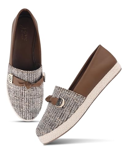 Image of JM LOOKS Women Pattern Finish Slip On Loafers with Flat Sole