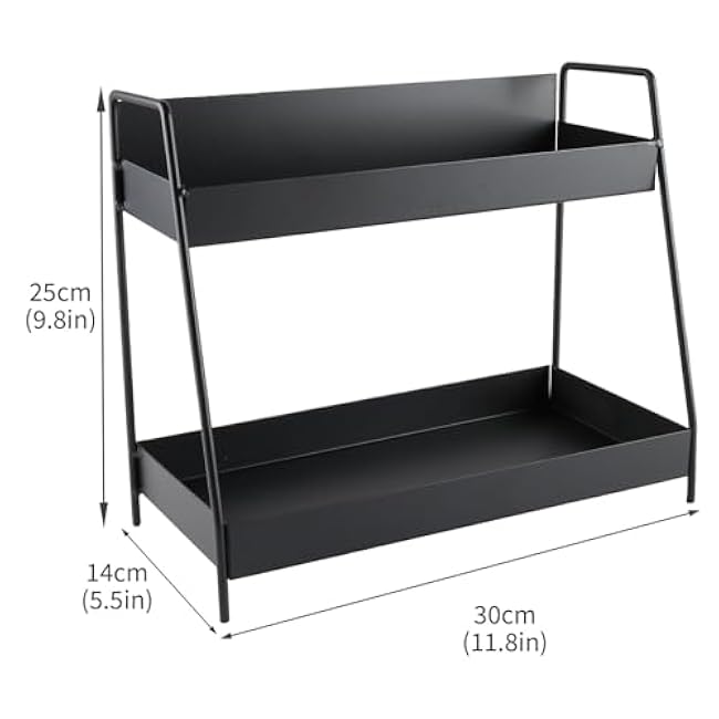 Countertop Coffee Bar Organizer,2 Tier Metal Coffee Pod Holder with Handles,Tea Bag Condiment Snack Organizer,Mug Holder for Kitchen,Bathroom,Office,Black