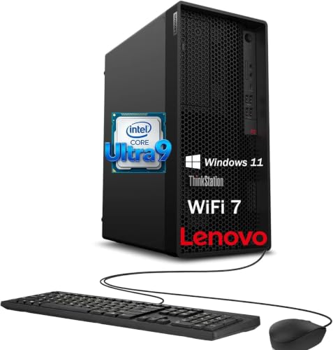 Image of Lenovo ThinkStation P2 Tower Desktop Computer | Intel Core Ultra 9 285k (24 Cores, Up to 5.7GHz) | 32GB DDR5 RAM, 2TB SSD | AI NPU for CAD & Design | WiFi 7, Bluetooth 5.4 | Win11, Wired KB & Mouse