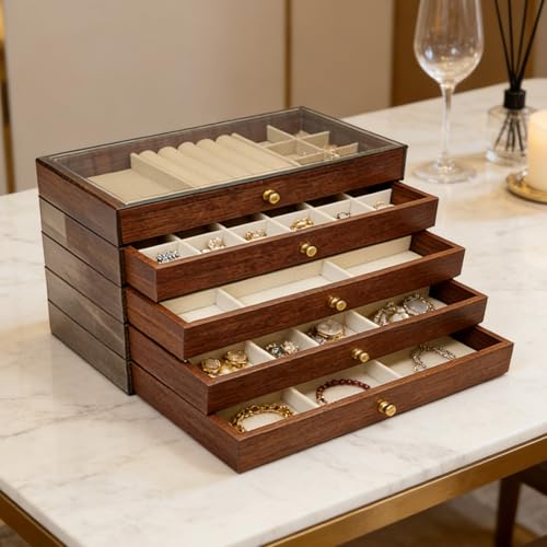 Organisateur de bijoux en bois pour éviter les colliers emmêlés
