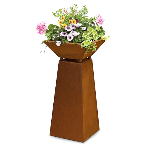 Rostikal - Colonne de plantes aspect rouille - Bac à plantes amovible - Décoration de jardin pour l'intérieur et l'extérieur - Hauteur : 72 cm