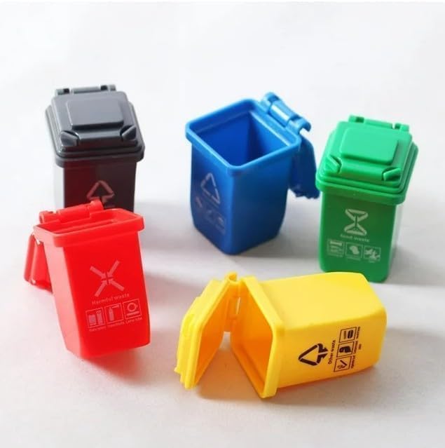 5 pezzi colorati in scala 1:12 mini bidone della spazzatura