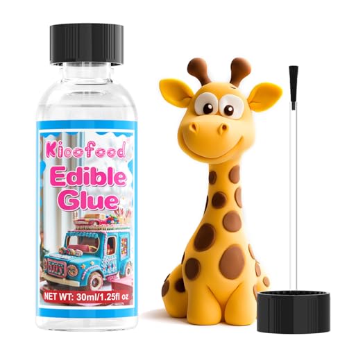 Colle Alimentaire - Colle Alimentaire Pate A Sucre De Qualité Alimentaire Pour DéCoration De GâTeaux Avec Pinceau, Fleurs De ModèLe De Cuisson, GlaçAge, Artisanat Alimentaire, 30 ml