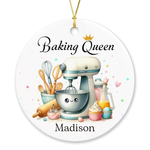 Baking Queen Xmas Ornament 2025, Personalized Name Baker Christmas Keepsake, Custom Tree Ornament Gift for Baking Lover, Patissier, Pastry Chef