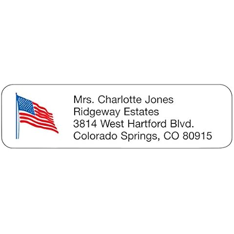 Personalized Patriotic Address Labels-American Flag Design-Includes a Set of 200 Self-Stick Sheeted Labels Sized at 2 ¼ in. Long x 5/8 in. Wide Cover