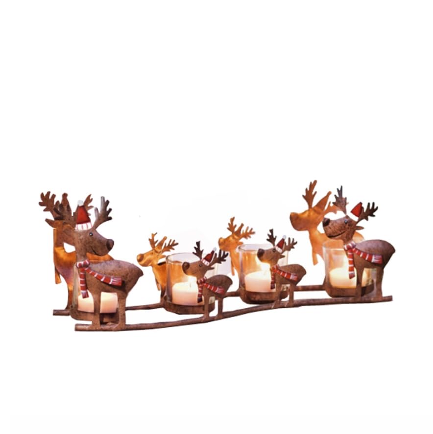 Handchic Vintage Metal Decor Deers Tealight Hurricane Candle Holders for Table
