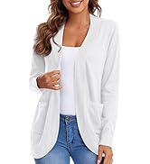 Urban CoCo Womens' Long Sleeve Knit Sweater Cardigans Curved Hem Open Front with Pockets
