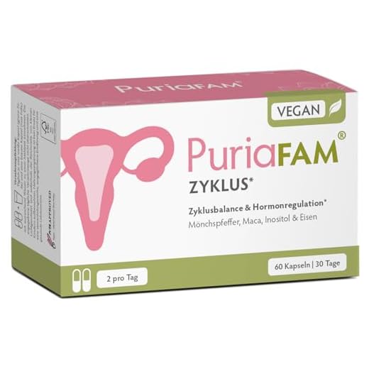 PURIAFAM® Zyklus Tabletten - 60 Kapseln - Maca, Mönchspfeffer, Shatavari, Inositol - Vegane Frauen Vitamine - Zyklus Balance