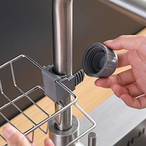 Kyrotech Mutfak Organizeri Tek Kat Demir Raf, Musluğa Klipsli Paslanmaz Çelik Evye Düzenleyici, Delmesiz Kurulum, Açık Drenajlı Süngerlik, Askılı Lavabo İçi Raf, Paslanmaz ve Dayanıklı Evye Organizeri