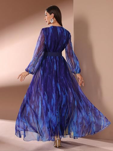 Image of TOLEEN Summer Casual Dresses for Women 2026 Spring Fashion Boho V Neck Long Sleeve Ruffle Floral Print Elegant Maxi Dress