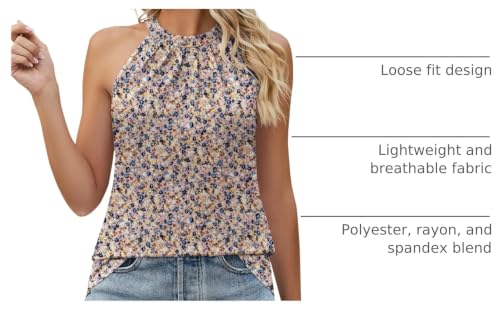 Racer Back Tank Tops Womens High Neck Tank Top Clothing Spring Summer Tank Tops for Women 2025 Trendy 2025 Tummy Flattering Tops Pink Floral, S - image 4