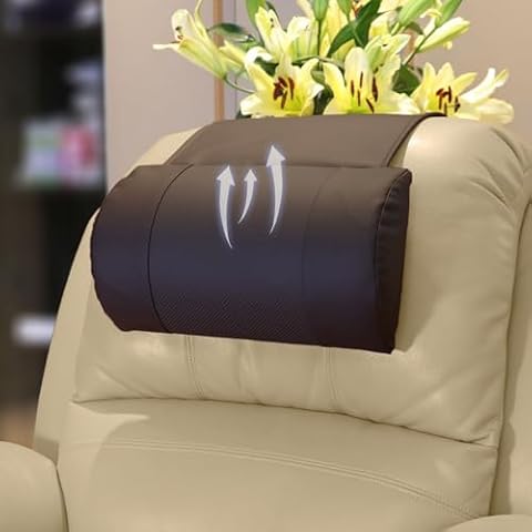 AmazeCov Breathable Perforated Leather Recliner Memory Foam Head Pillow - Non-Slip Base with Adjustable Neck Support in Chocolate, for Recliners, Sofas, and Loveseats, Ensuring Unmatched Relaxation Cover