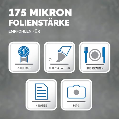 Fellowes Laminierfolien A4, 175 Mikron (2 x 175 mic), glänzend, 100 Stück
