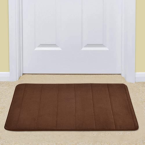 Image of BEAR GRIPS Memory Foam Bathroom Door Mat 70 cm X 45 cm, Non-Slip, Anti Skid, Ultra Soft, Super Water Absorption, Thick and Easy to Dry (Color: Coffee)