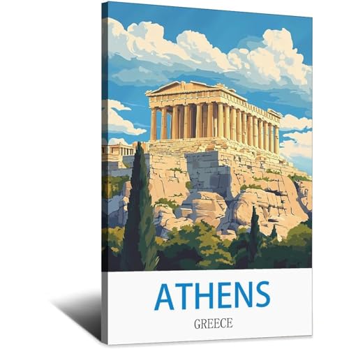 Poster d'Athènes en Grèce affiche vintage décoration murale rétro 20x30