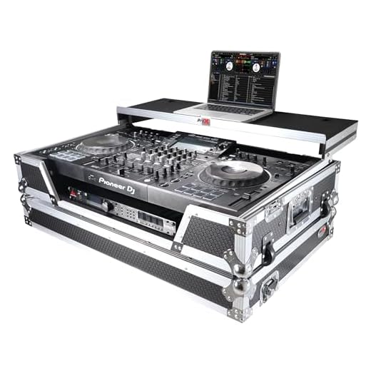 ProX Flight Case for Pioneer DJ XDJ-XZ With Glide Sliding Laptop Shelf and Wheels - Silver on Black Design - XS-XDJXZWLT