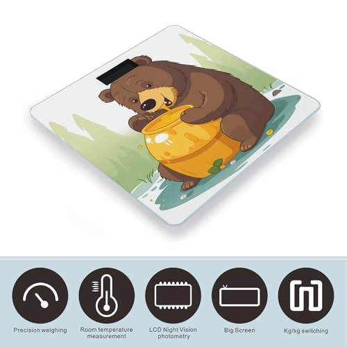 Báscula Digital de Baño Bear Eats Honey 400 lb vidrio templado miniatura 3