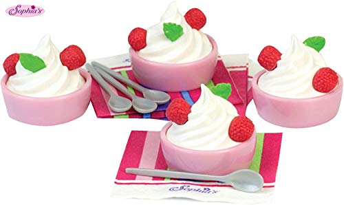 18 Inch Doll Play Food 12 Pc. Yogurt Cup Set, 4 Food Cups, 4 Ice Cream Spoons & 4 Napkins Perfect for American Girl Doll Food & More! Yogurt Cup Set