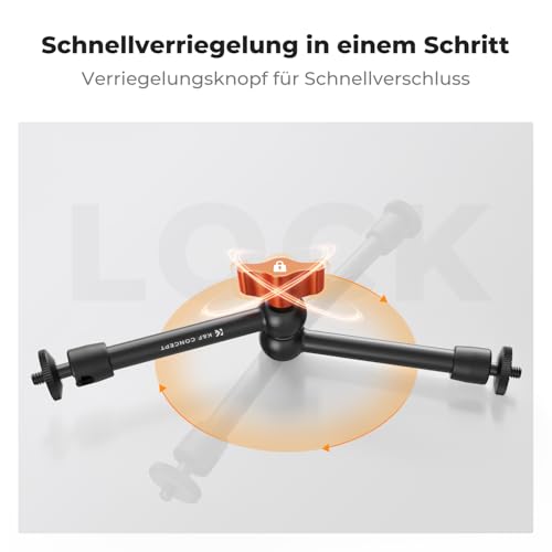 K&F CONCEPT 9,8 Zoll Magic Arm mit Super Clamp, Kamera Halterung für Käfig Monitor LED Licht Action-Kamera, 2 KG Belastung