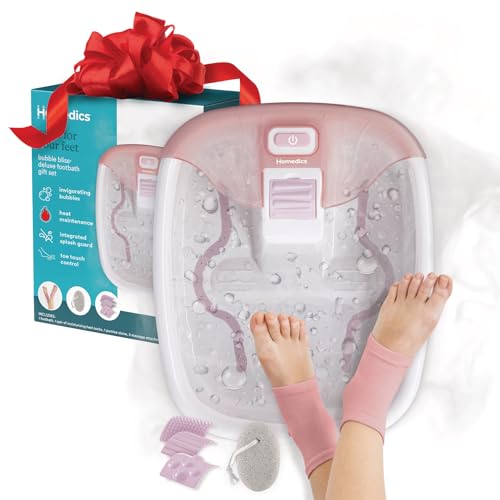 Homedics Bubble Bliss® Deluxe Footbath Gift Set – Heated Foot Spa with Invigorating Bubbles, 3...