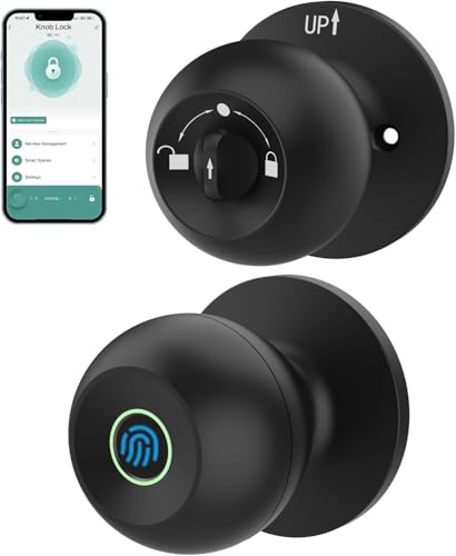 Fingerprint-Door-Knob-Lock-for-Bedroom-Basement-Garage-Office-with-App-Smart-KnobBiometric-Thumbprint-Fingerprint-Door-Lock-Entry-Private-Passage-Mode-3in1-Classic Fingerprint Door Knob Lock for Bedroom Basement Garage Office with App, Smart Knob,Biometric Thumbprint Fingerprint Door Lock, Entry Private Passage Mode 3in1 (Classic) - Image 1