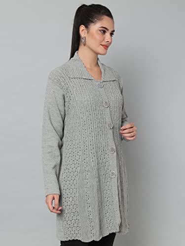 Image of eKools Women Wool Blend Banded Collar Cardigan