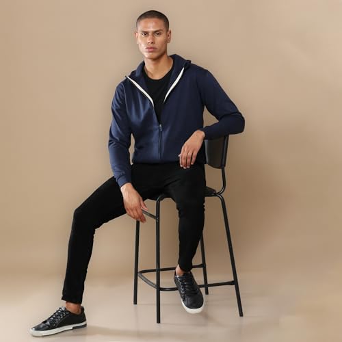 Image of REPUBLIC Cotton Fleece Regular Fit Hooded Sweatshirt Full Sleeves Solid Jumper Sweatshirt for Men