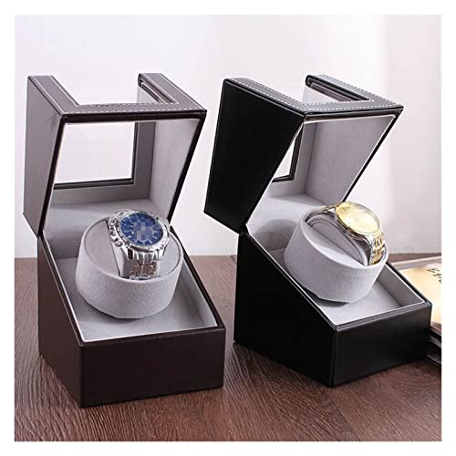 Enrollador de relojes Motor enrollador de relojes Agitador de relojes Enrollador de relojes PU Estuche Soporte Exhibidor Automático Mecánico Negro Marrón Caja enrolladora de relojes automática (N