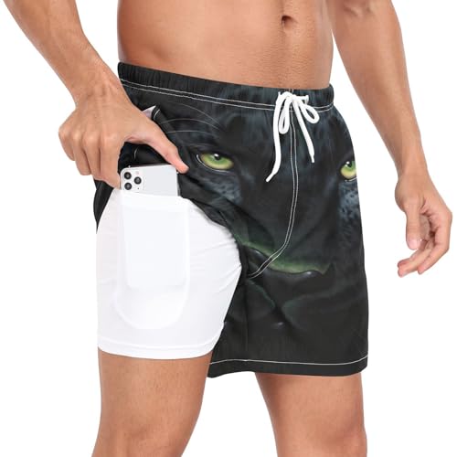 Black Dark Panther Mens Swim Trunks, Quick Dry Mens Boardshorts, 4.7 Inches Inseam Mens Bathing Suits(73)4